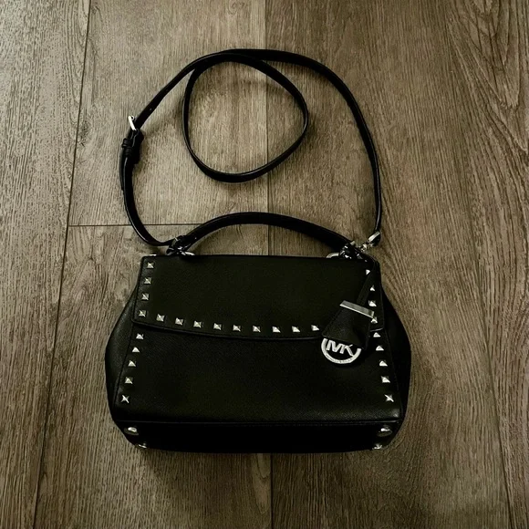 Michael Kors Ava Stud Small Top Handle Leather Satchel - Picture 2 of 13